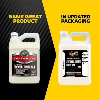 Meguiar's D15601 Synthetic X-Press Spray Wax for Car Detailing, Creates a Deep Shiny Look, Can Be Applied to Wet or Dried Paint and In Direct Sunlight, Moisture Rolls Off Waxed Paint, 1 Gallon