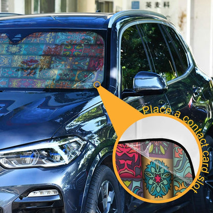 Black Leopard Car Windshield Sun Shade Animal Skin Print Foldable UV Ray Sun Visor Protector Sunshade to Keep Your Vehicle Cool (51" x 27.6")