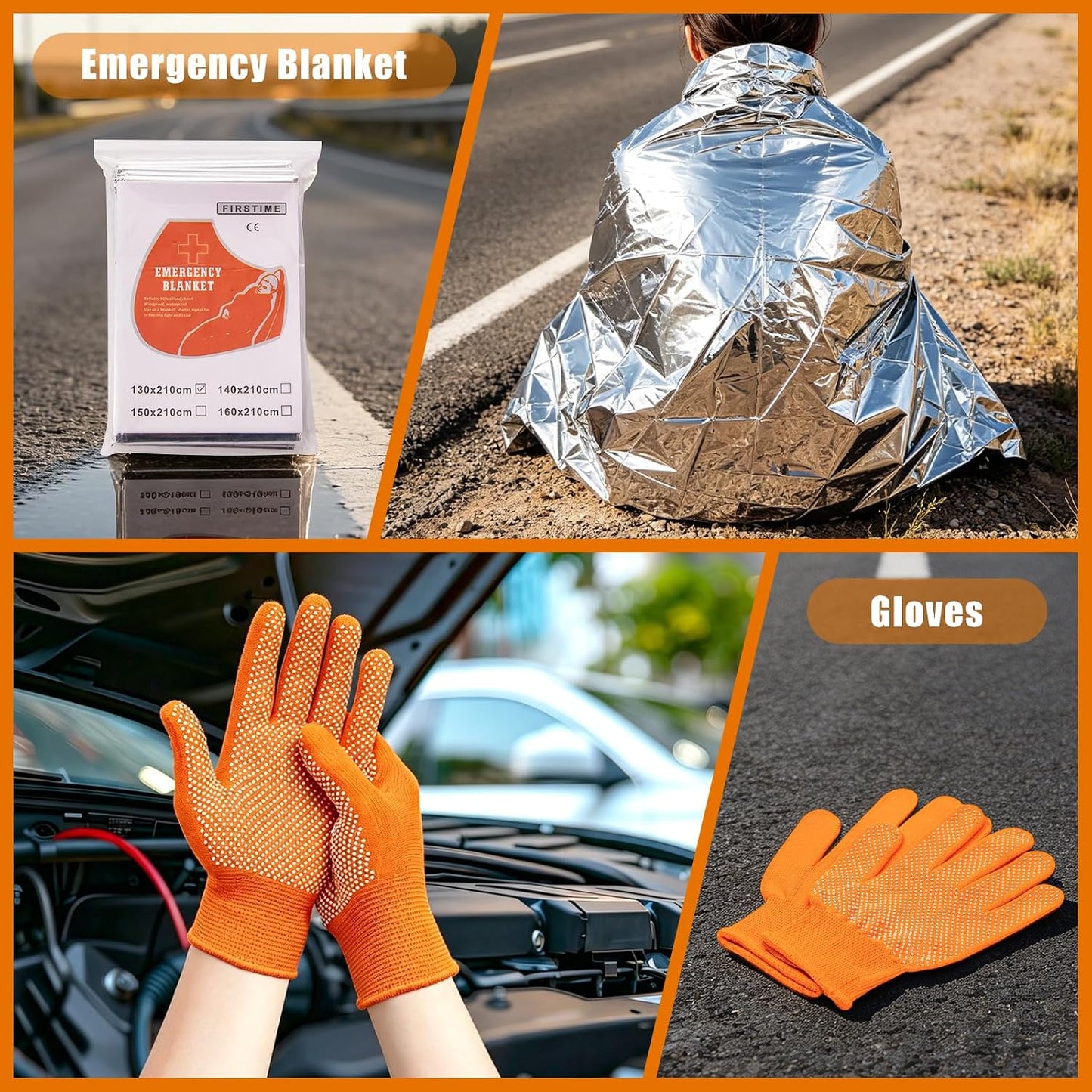 Car Roadside Emergency Kit Automotive Car Safety Kits for Vehicles Woman Man Teen Black