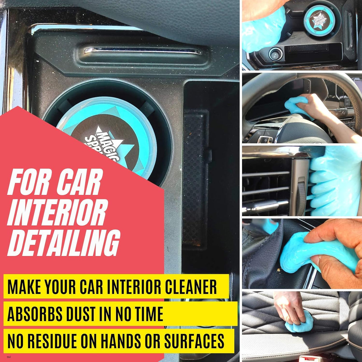 MAGIC SPRUCE Car Cleaning Gel, Reusable Auto Detailing Putty for Interior Dashboard Vents, Non-Toxic Dust Remover for Car Keys Keyboard PC Laptop, Scented Cleaning Products,Stocking Stuffers for men