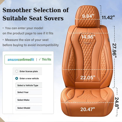 Coverado Seat Covers, Car Seat Covers Full Set, Black Car Seat Cover, Car Seat Covers Front Seats Back Seat Cover, Waterproof Car Seat Cushion, Leather Seat Covers Seat Protector Fit for Most Cars