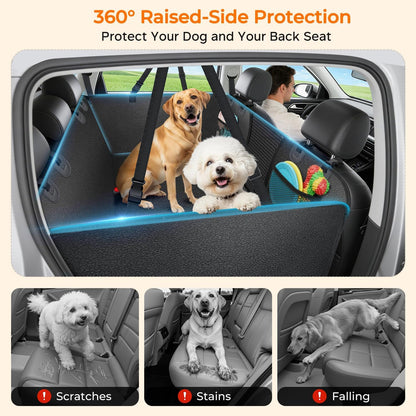 URPOWER 2026 Upgraded Back Seat Extender for Dogs - Large Hard Bottom Dog Car Seat Cover Holds 550lbs, Waterproof Dog Hammock Pet Bed with High-Density Foam Non-Slip Backseat Protector
