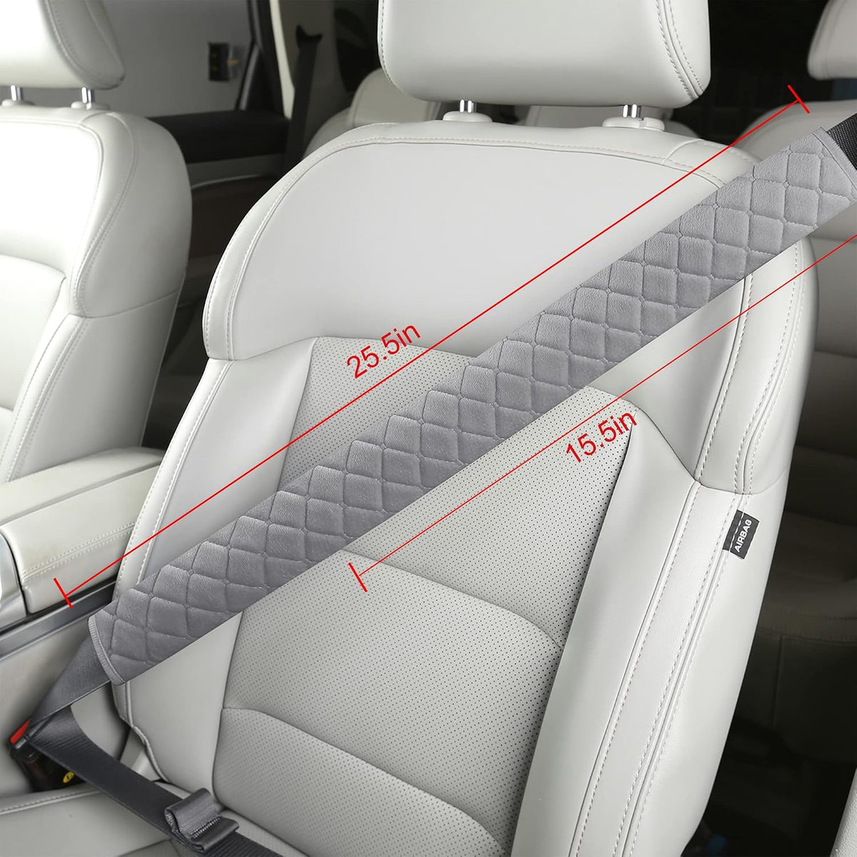 HighnessHwoo Extra Long Seatbelt Covers for Adults Kids Women & Men, Soft Car Seat Belt Strap Cushion for Sedan, SUV, Trucks, Shoulder Neck Chest Protector Pads, Auto Accessories, 1pc, Gray, 25.5in