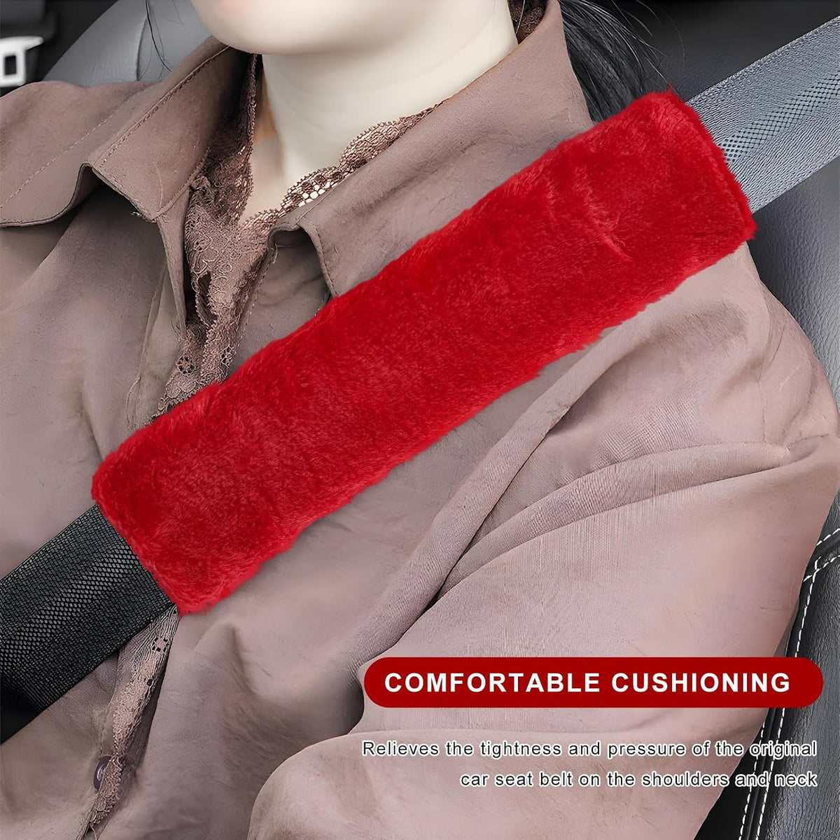 Sun Walker 2PCS Seat Belt Shoulder Pads, Fluffy Soft Plush Auto Seat Belt Pads for Protecting Your Neck & Shoulder, Comfortable Seatbelt Cover Warm Protective Cushion for Most Cars (Purple)