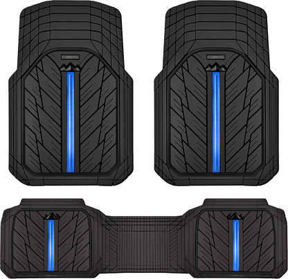 CAR PASS Heavy Rubber Car Floor Mats, Deep Waterproof Car Mats All Weather, Universal Trim-to Fit Automotive Floor Mats for Car SUV Truck Van, Durable Floor Liners Solid Black