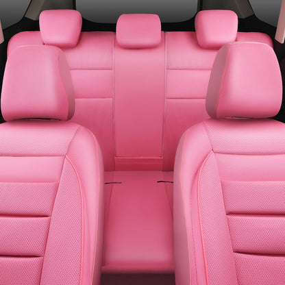 CAR PASS Leather Seat Covers Full Set Universal Water Resistant 3D Foam Back Support, Luxury Comfort Automotive 5 Seat Covers All Season Fit for SUV,Sedan,Van, Airbag Compatible Elegance(Pure Black)