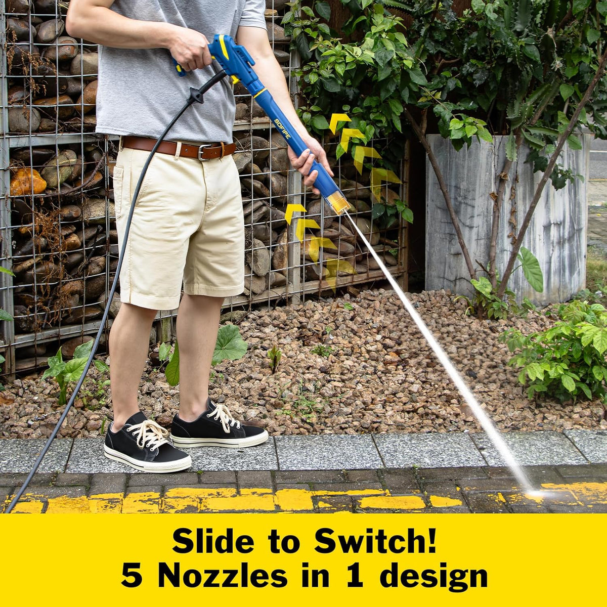 5-in-1 Pressure Washer Gun with Foam Cannon, Built-in 5 Spray Nozzles, M22-14 & M22-15 Adapters, 3/8" Quick-Connect Adapter – Power Washer Gun for Car & Home Cleaning