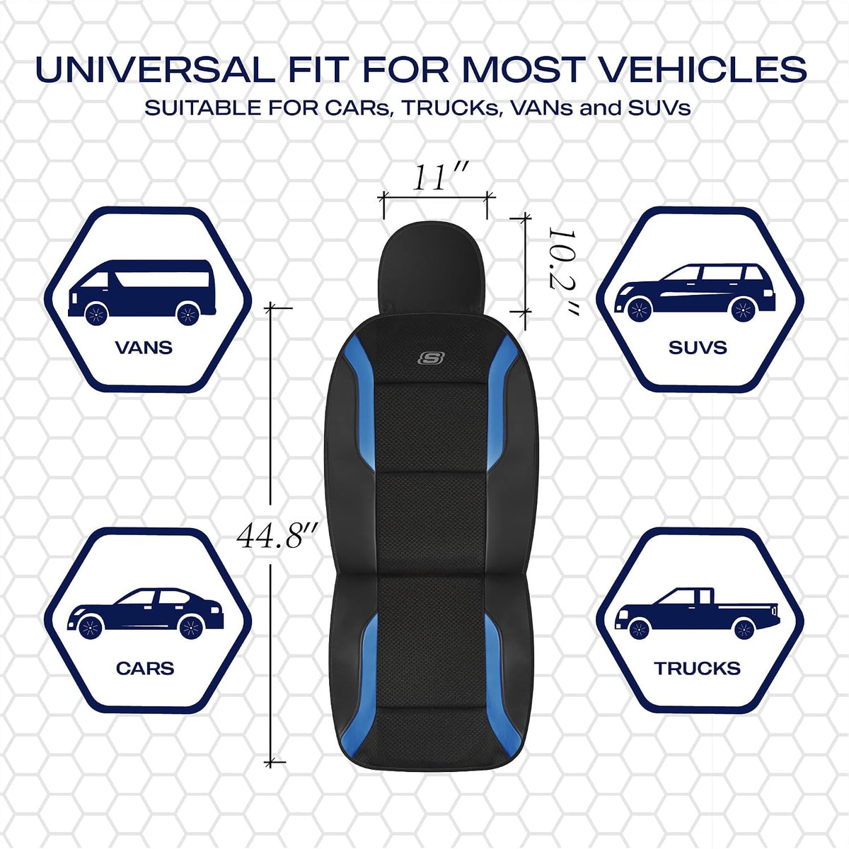 Skechers Memory Foam Seat Covers, Air Cool Mesh Thick Car Seat Covers, Car Seat Covers Front Seats Airbag Compatible, Universal Automotive Comfort for Most Cars, Vans, Trucks, SUV,Black