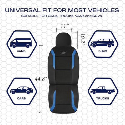Skechers Memory Foam Seat Covers, Air Cool Mesh Thick Car Seat Covers, Car Seat Covers Front Seats Airbag Compatible, Universal Automotive Comfort for Most Cars, Vans, Trucks, SUV,Black