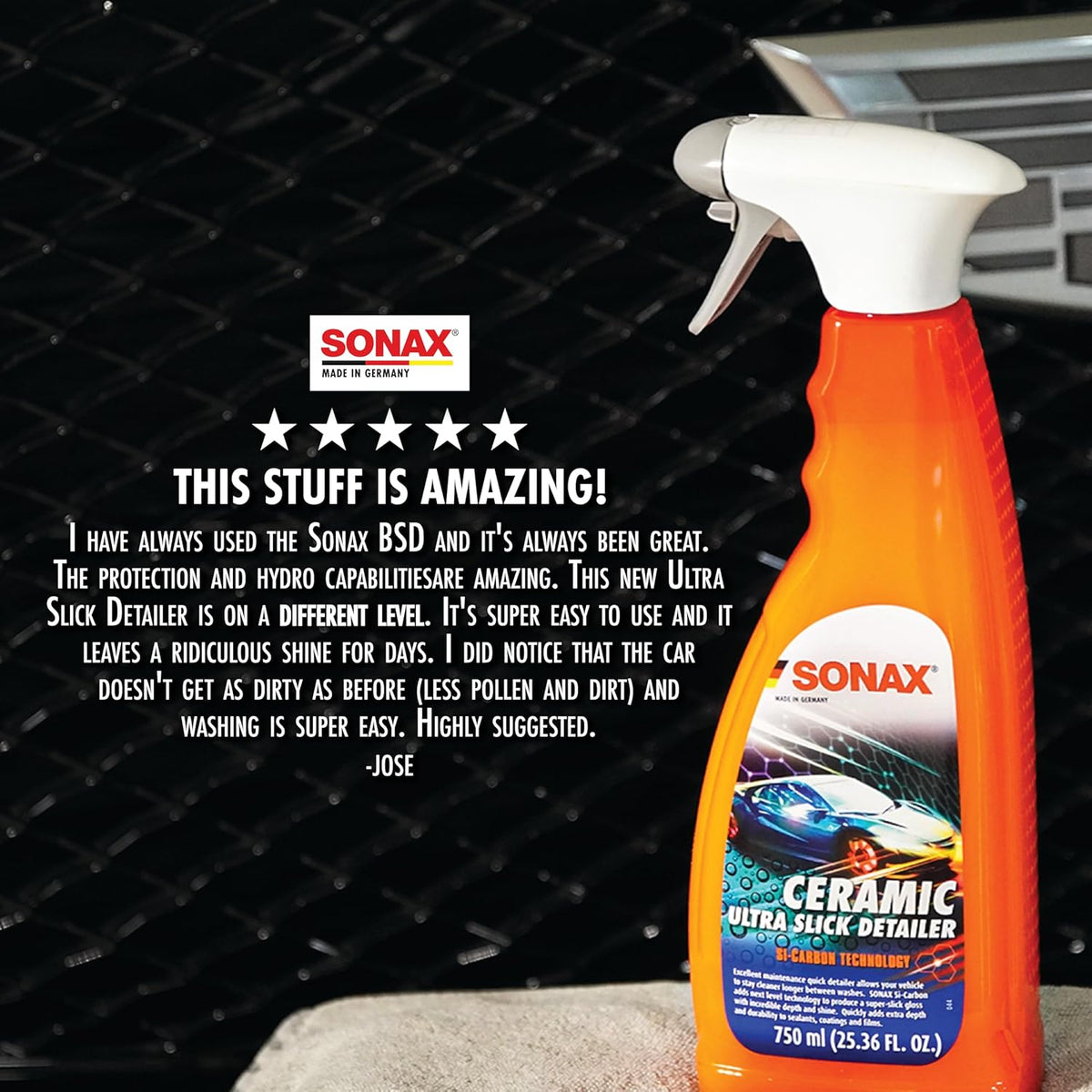 SONAX Ceramic Ultra Slick Detailer | Ceramic Quick Spray Detailer | Si Carbon Ceramic | Durable High Shine Detailer | Slick to the Touch Detailer | Waterless Wash | 750ml | 25.4 fl. Oz. | 268400