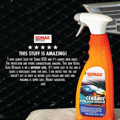 SONAX Ceramic Ultra Slick Detailer | Ceramic Quick Spray Detailer | Si Carbon Ceramic | Durable High Shine Detailer | Slick to the Touch Detailer | Waterless Wash | 750ml | 25.4 fl. Oz. | 268400