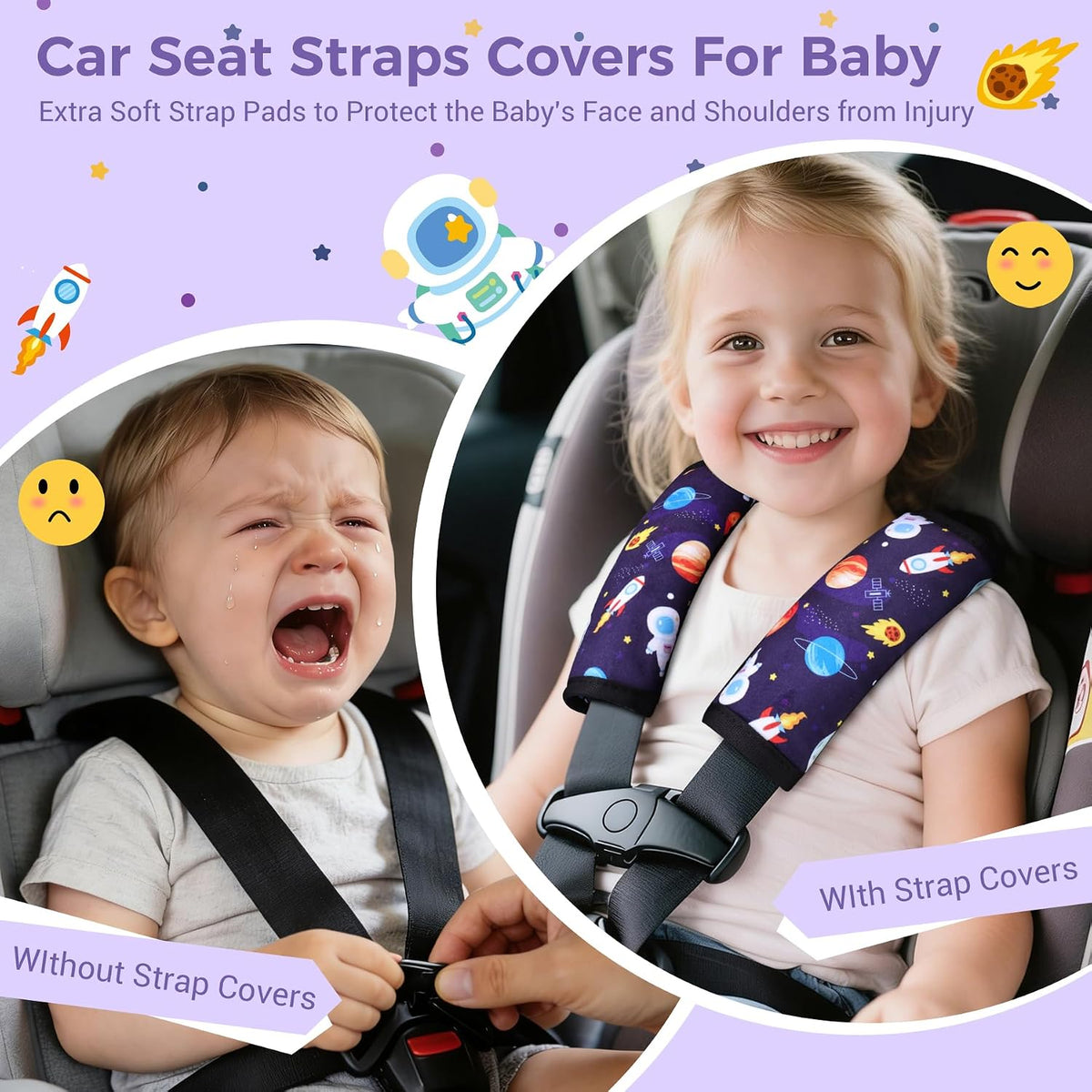 COOLBEBE Car Seat Straps Shoulder Pads for Baby Kids, Super Soft Seat Belt Covers for All Car Seats/Pushchair/Stroller/High Chair