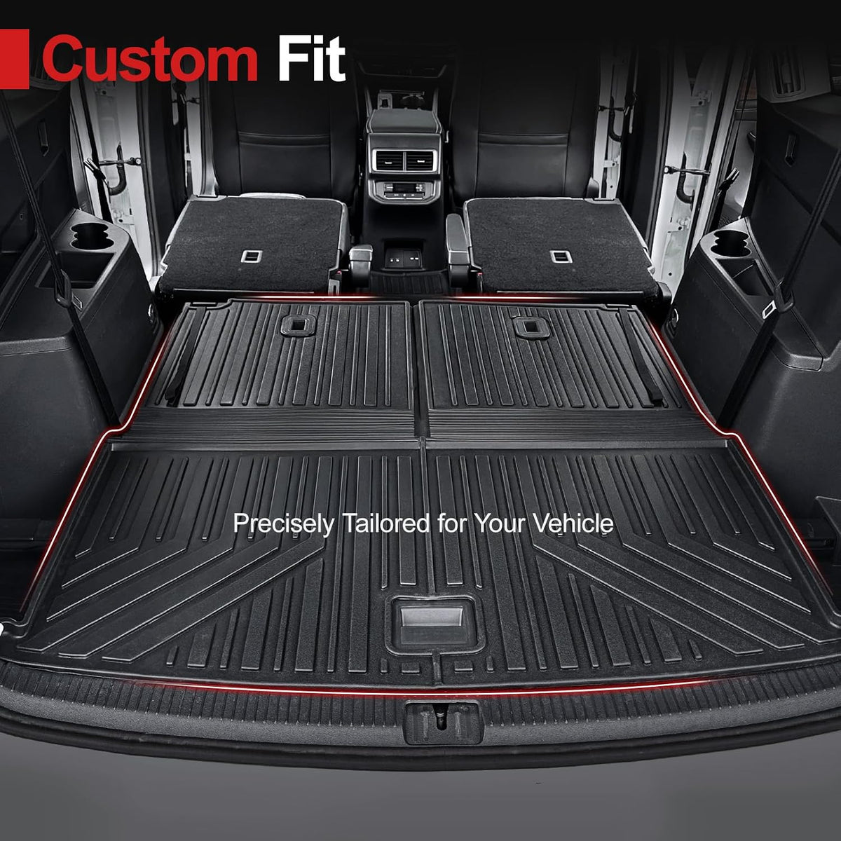 Floor Mats for 2018-2025 2026 Volkswagen Atlas 7 Passenger Bench Seating (Not for Cross Sport), All Weather TPE Durable Cargo Mat with Backrest Mats for VW Atlas Accessories