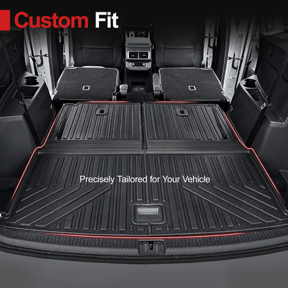 Floor Mats for 2018-2025 2026 Volkswagen Atlas 7 Passenger Bench Seating (Not for Cross Sport), All Weather TPE Durable Cargo Mat with Backrest Mats for VW Atlas Accessories