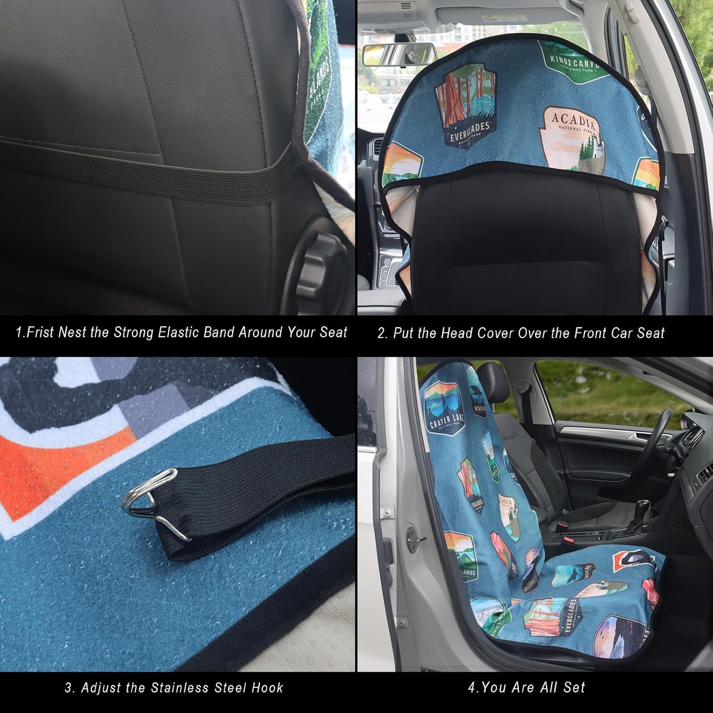 Car Seat Cover Protector Front Seats,for Gym Workout,Running,Swimming,Beach and Hiking,Waterproof Sweat Towel Bucket Seat Covers for Cars SUV Trucks (Black, 1Pcs)