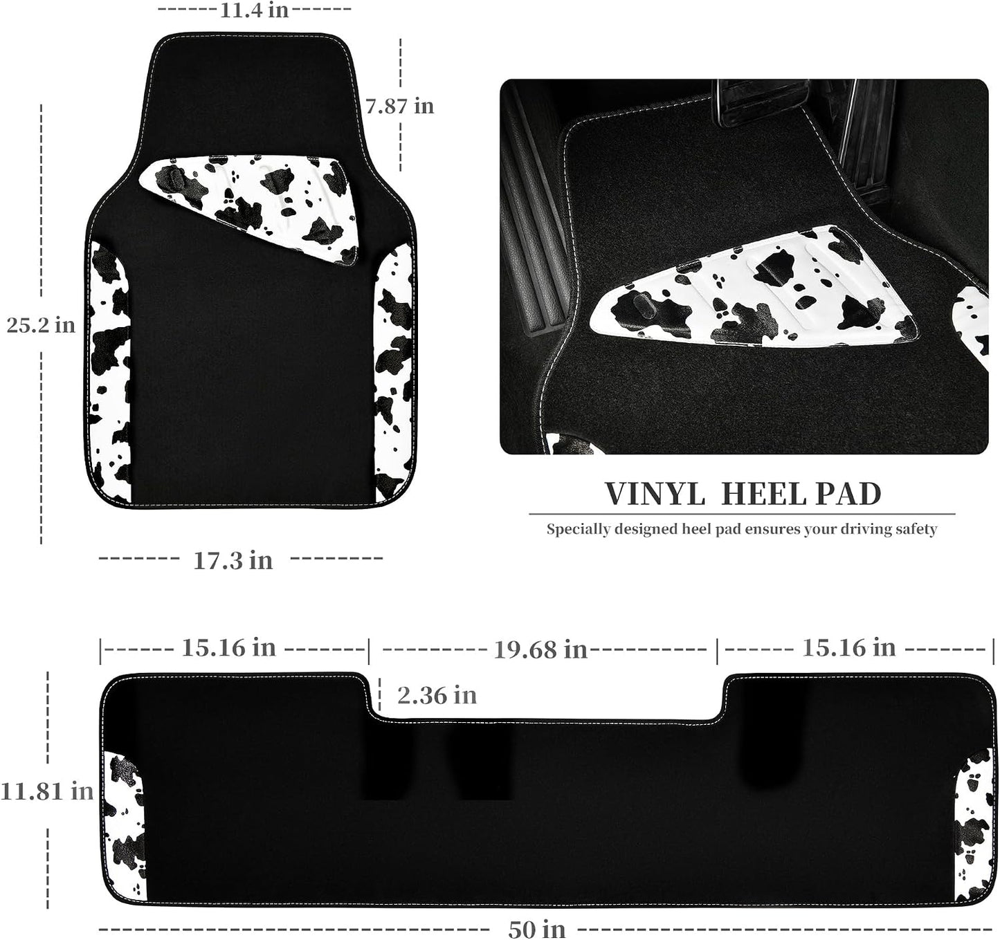 CAR PASS Waterproof Universal Car Floor Mats, Leopard Print Car Mats Fit for SUV,Vans,sedans, Trucks,Set of 4pcs Car Carpet with Driver Heel Pad and Nibs Backing, Leopard Car Accessories Gray Leopard