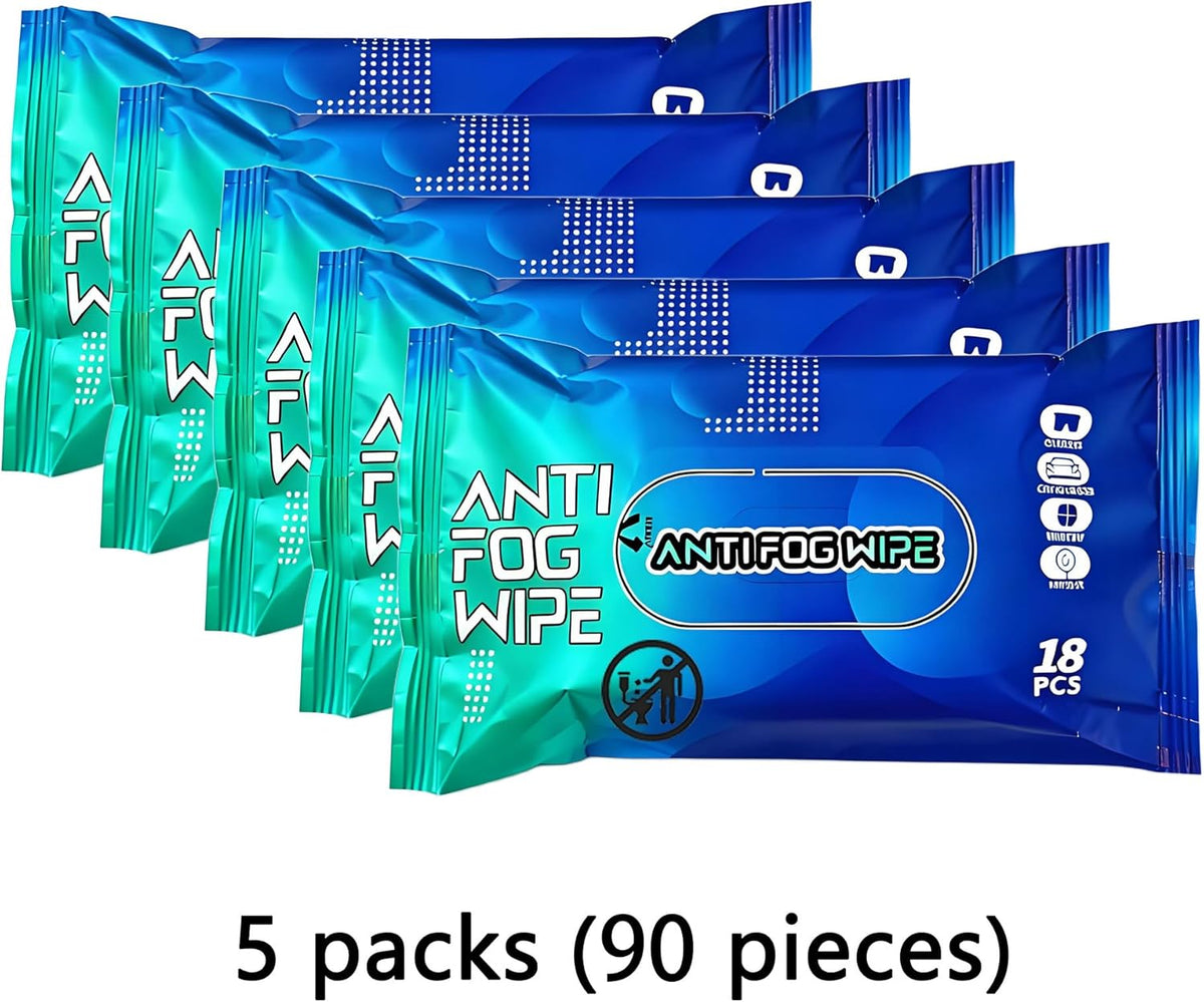 90 Pcs Anti Fog Wipes for Car Windshield & Helmet - Long Lasting Windshield Fog Prevention & Interior Glass Cleaner - Safe for Motorcycle Visor, Ski Goggles, Mirrors - Quick Defog & Clear Vision