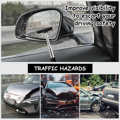 1 Pcs Car Window Mini Squeegee Retractable Auto Glass Squeegee Car Rearview Mirror Wiper Water Cleaner with Telescopic Long Rod Portable Cleaning Tools for All Vehicles (Black)