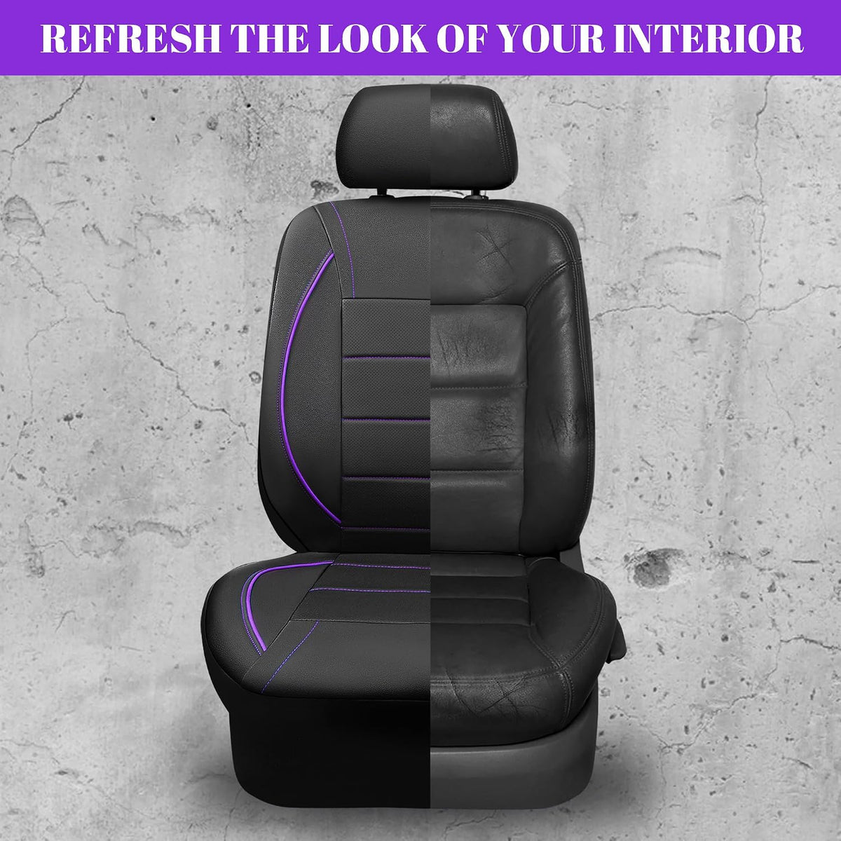 CAR PASS Universal FIT Piping Leather Two Front Seat Covers, Waterproof Faux Leather for SUV Sedan Van Truck, Airbag Compatible,Reserved Opening Holes for Headrest Covers. (Black red)