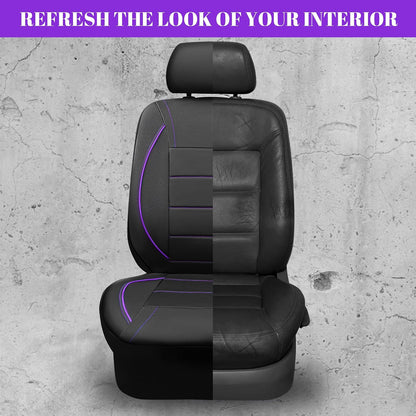 CAR PASS Universal FIT Piping Leather Two Front Seat Covers, Waterproof Faux Leather for SUV Sedan Van Truck, Airbag Compatible,Reserved Opening Holes for Headrest Covers. (Black red)