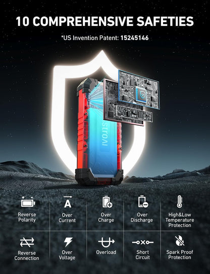 AstroAI S8 Ultra Car Jump Starter, 4000A Safe 12V Battery Booster Pack (All Gas/12L Diesel), Portable Jump Box with Smart Jumper Cables, Type-C/USB, LED Flashlight, Rugged Protection & Storage Bag