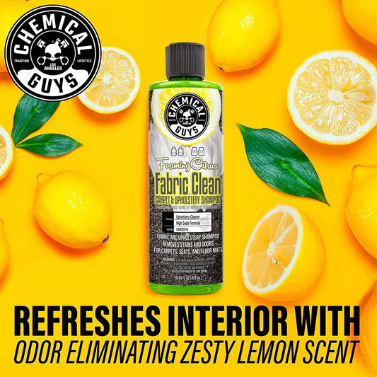 Chemical Guys CWS2031602 Foaming Citrus Fabric Clean Carpet & Upholstery Shampoo & Odor Eliminator (Car Carpets, Seats & Floor Mats), Safe for Cars, Home, Office, & More , 16 fl oz, 2 Pack