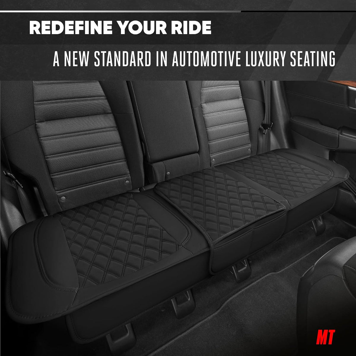 Motor Trend Seat Covers for Cars Trucks SUV, Faux Leather 2-Pack Black Padded with Storage Pockets, Premium Interior Car Seat Cover