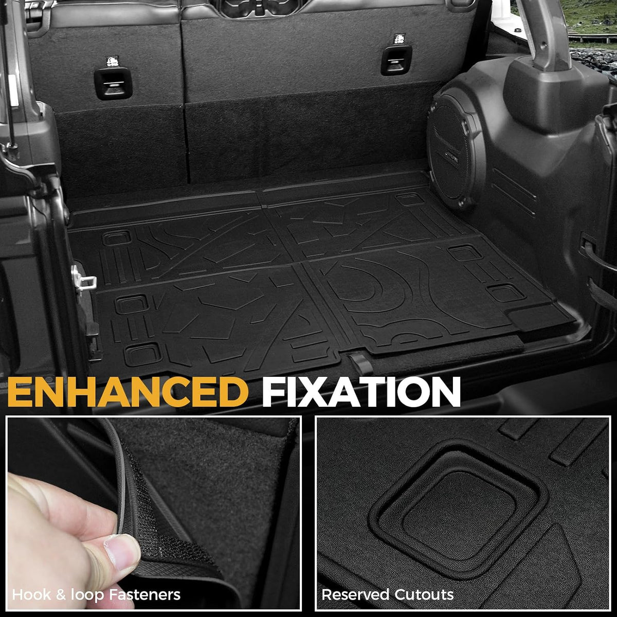 Floor Mats for Jeep Cherokee 2019-2023, All Weather Floor Mats Trunk Cargo Liner with Backrest Protectors and Door Sill Guards Accessories, Full Coverage Set