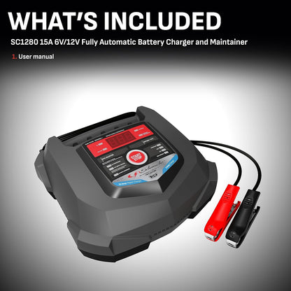 Schumacher Electric Car Battery Charger 12V/6V - Trickle Charger, Maintainer for Automobile & Marine Batteries (AGM/Gel/Deep Cycle) - SC1280
