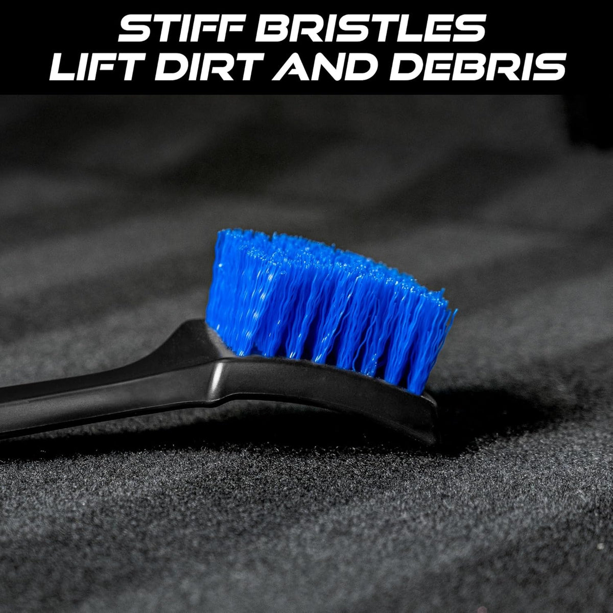 Viking Carpet Cleaning and Scrub Brush for Floor Mats, Cleaning Brush for Car Interior and Home, Black and Blue, 8.3 inch x 2.5 Inch