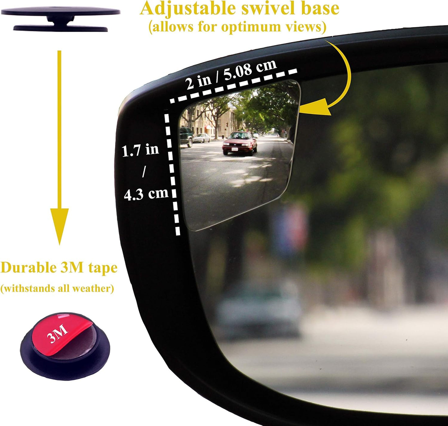 Superfan Blind Spot Mirrors for Cars by Safe View Company – Real Convex Glass for Clear Wide Angle Vision – Safer Lane Changes, Easy Stick-On, Weatherproof & Long Lasting Durability