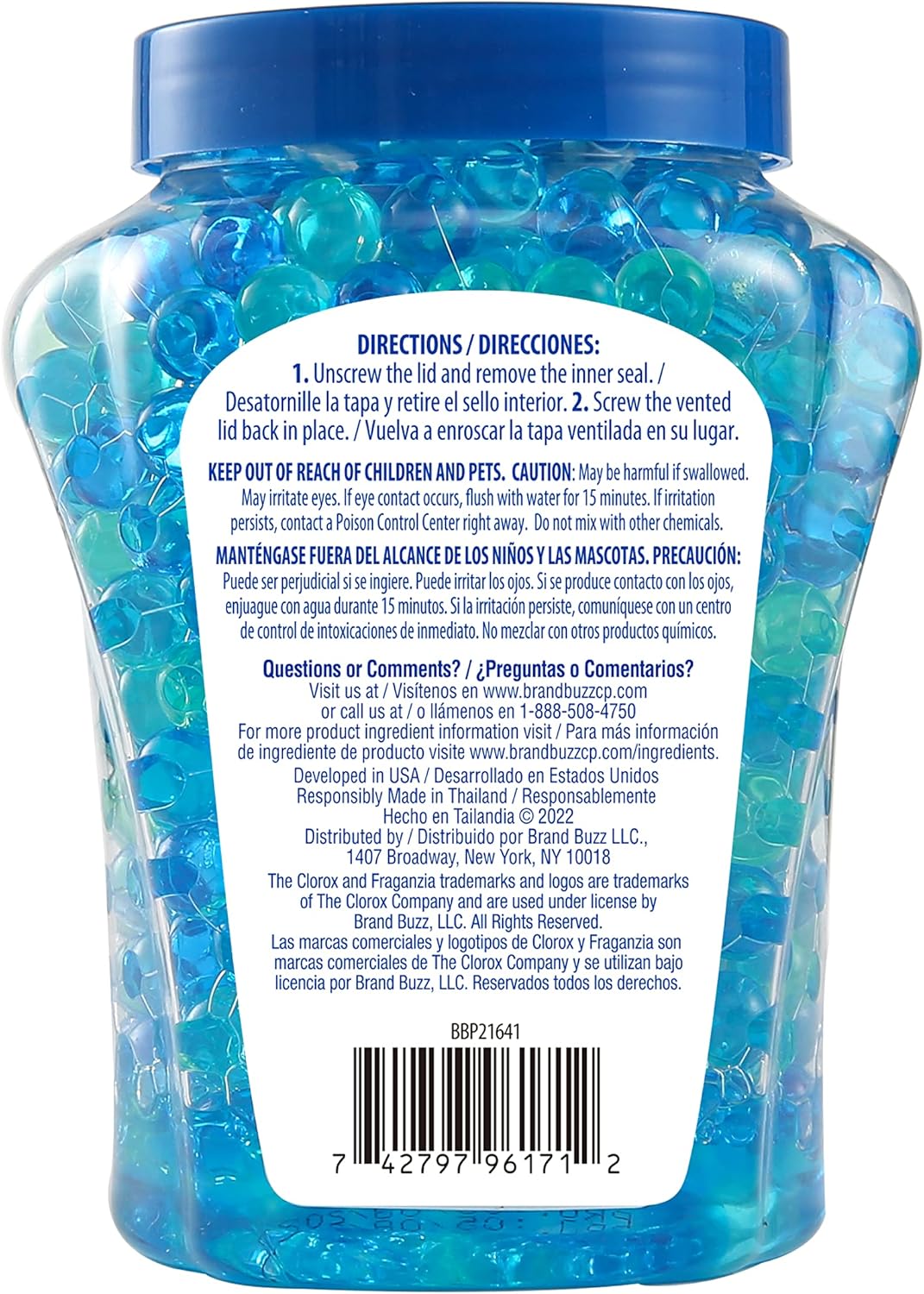 Clorox Fraganzia Crystal Beads Air Freshener, Long Lasting Room Deodorizer and Odor Eliminator Gel Beads to Freshen Home, Car, or Office, Fresh Ocean Breeze Scent, 12 Fl Oz