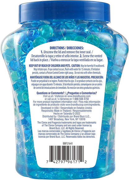 Clorox Fraganzia Crystal Beads Air Freshener, Long Lasting Room Deodorizer and Odor Eliminator Gel Beads to Freshen Home, Car, or Office, Fresh Ocean Breeze Scent, 12 Fl Oz