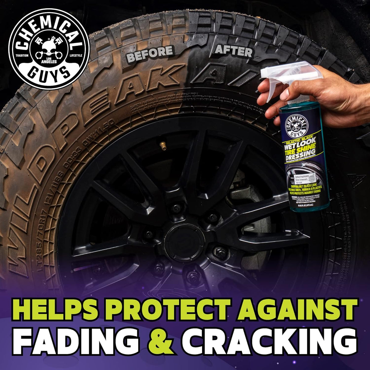 Chemical Guys Galactic Black Wet Look Tire Shine Dressing, for a Whole New Level of Shine and Depth of Black, Safe for Cars, Trucks, Motorcycles, RVs & More, 128 fl oz - TVD118