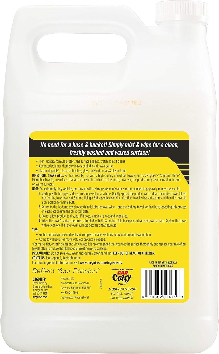Meguiar's Ultimate Waterless Wash & Wax, Scratch-Free Waterless Car Cleaning Spray That Makes Detailing Quick and Easy, 2-in-1 Cleaner and Protection to Help Your Ride Shine, 26 Oz
