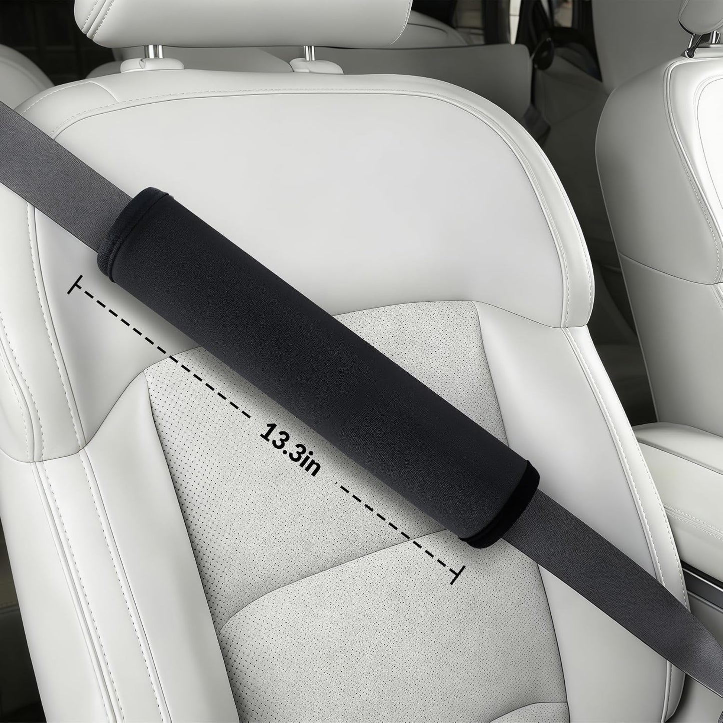 Extra Long Car Seat Belt Cover, 2Pack Waterproof Seatbelt Shoulder Pad for Comfortable Driving, Soft Seatbelt Strap Covers for Adults Kids Women & Men, Machine Washable, Grey