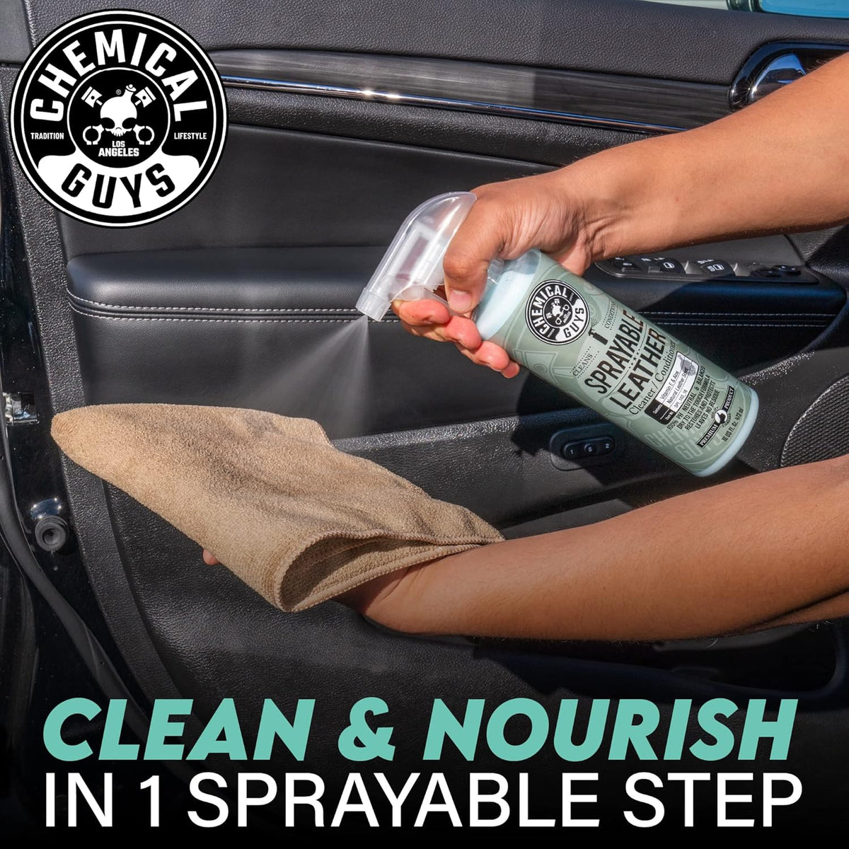 Chemical Guys Sprayable Leather Cleaner and Conditioner in One - Cleans, Conditions, and Protects Leather, Vinyl, Faux & More, Safe for Cars, Furniture & Apparel - 16 oz