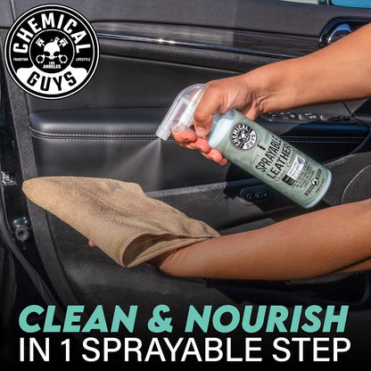 Chemical Guys Sprayable Leather Cleaner and Conditioner in One - Cleans, Conditions, and Protects Leather, Vinyl, Faux & More, Safe for Cars, Furniture & Apparel - 16 oz
