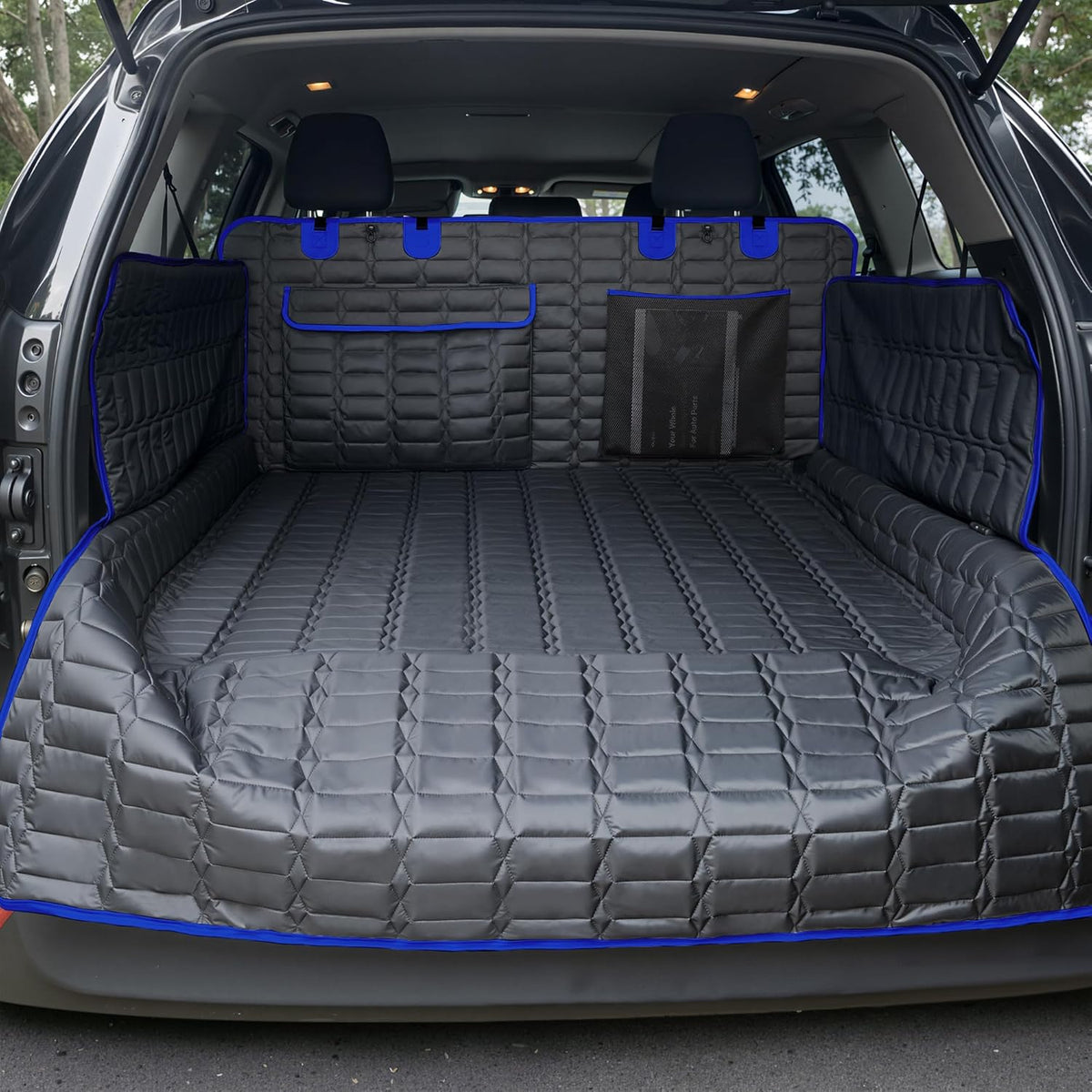 Reliadura SUV Cargo Liner for Dogs, Waterproof Dog Trunk Cover with Bumper Flap Protector, Pet Cargo Mat for SUVs Sedans Vans, Non-Slip Scratchproof Dog Seat Cover, Large Size Universal Fit