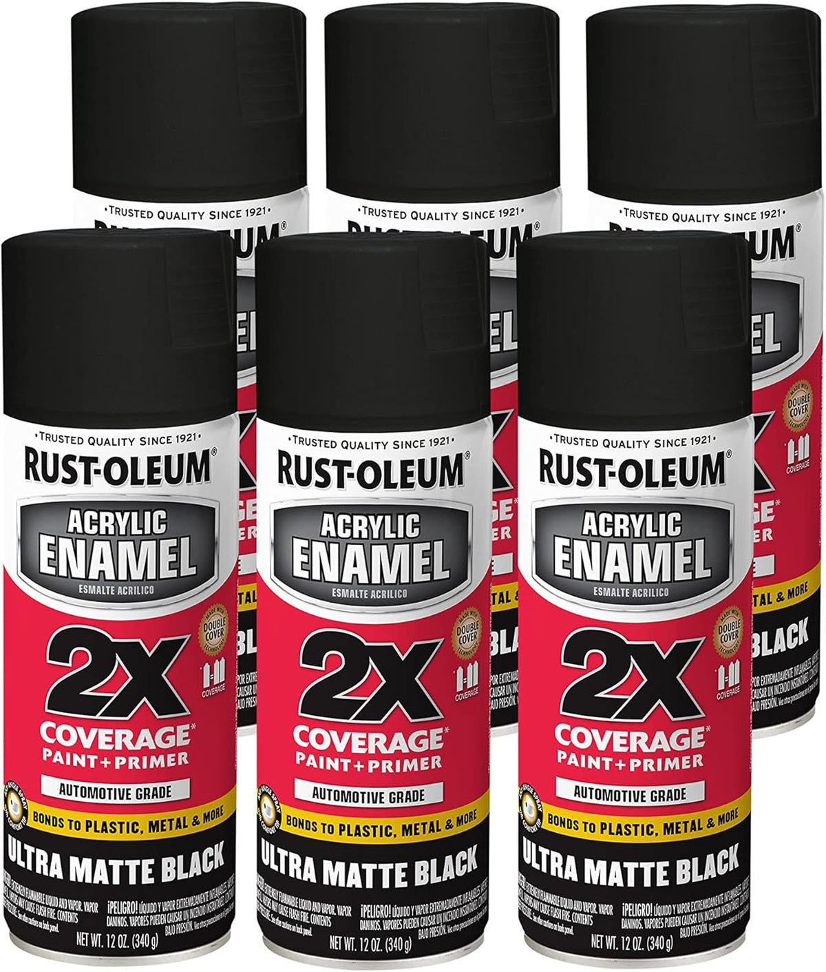 Rust-Oleum 271903 Acrylic Enamel 2X Spray Paint, 12 oz, Gloss Black, (Pack of 1)