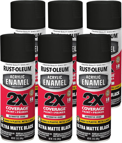 Rust-Oleum 271903 Acrylic Enamel 2X Spray Paint, 12 oz, Gloss Black, (Pack of 1)