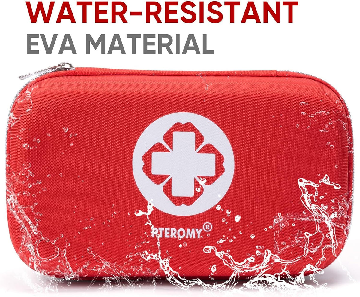 PTEROMY 150 Piece Mini First Aid Kit, Portable Small Emergency Kits Compact 1st Aid Kit for Car, Travel, Home, Camping, Outdoor, Hiking