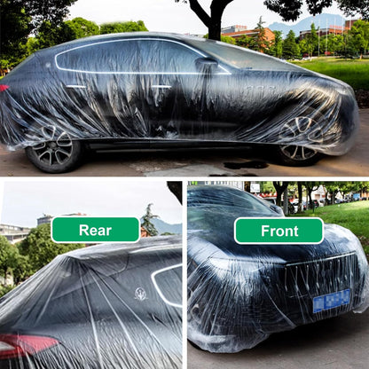 4 Pack Universal Disposable Car Covers - Waterproof Plastic Car Cover for Automobiles - Universal Vehicle Cover with Elastic Band for Sedan Outdoor Snow Rain Weather, (Size L 4Pack)