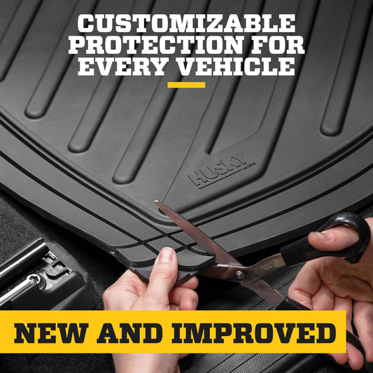 Husky Liners Uni-Fit | Universal Automotive Floor Mats | All Weather Protection for Cars, Trucks, Vans, SUV's | Easy Trim-to-Fit, Black, 4 pcs. - 51509