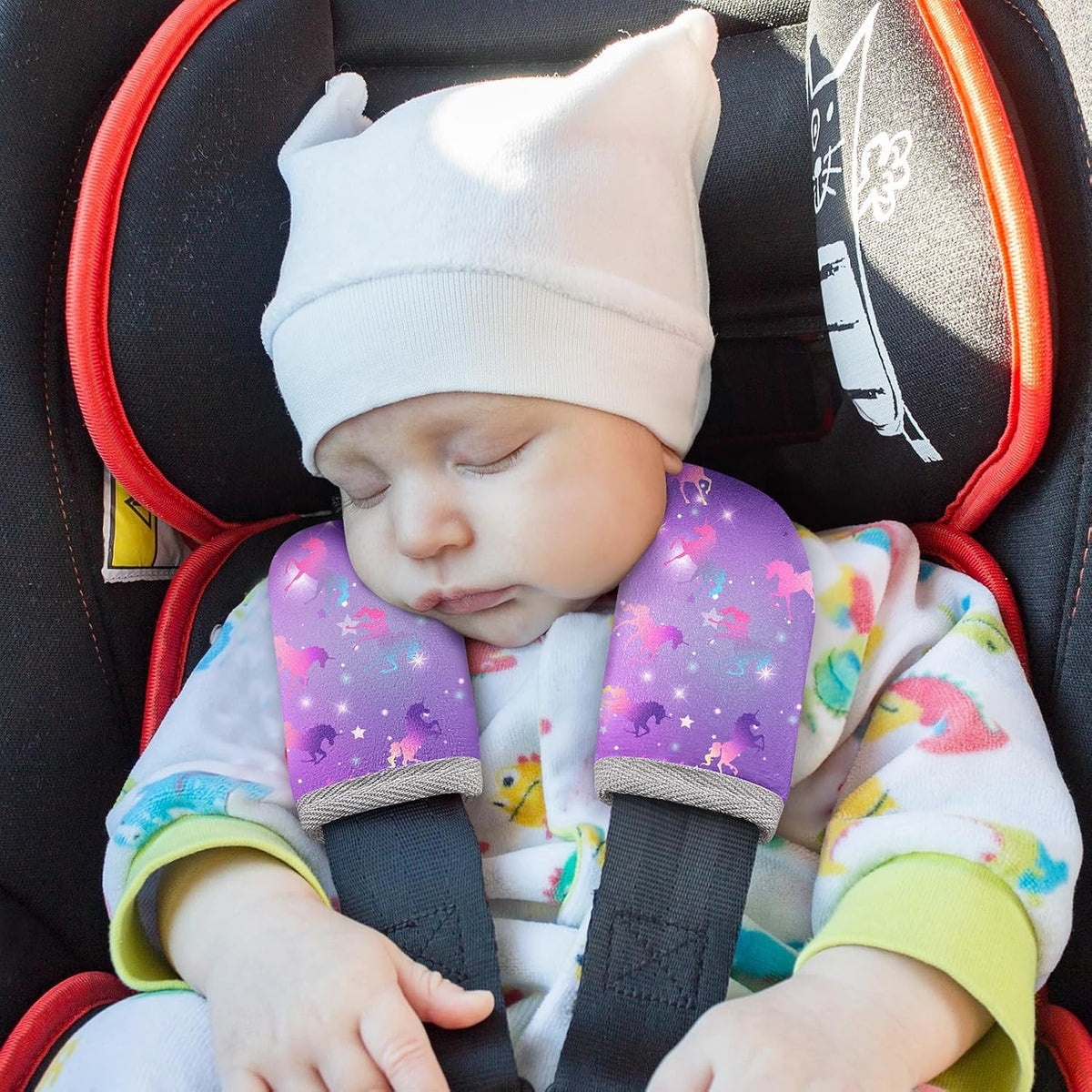 Seat Belt Cover Pad for Baby, Soft Seatbelt Cushion Covers for Kids 2Pcs Car Seat Strap Shoulder Pads for All Car Seats, Stroller, High Chair,Blue Dinosaur