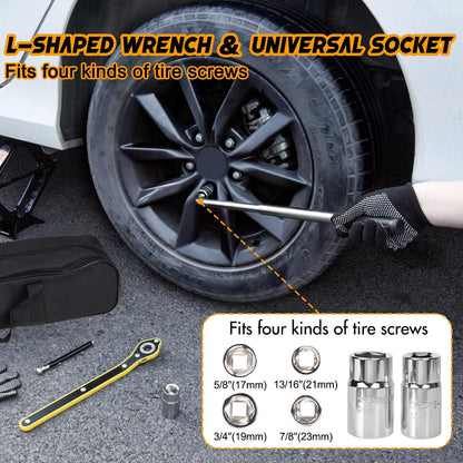 Scissor Car Jack 2 Ton (4409 lbs) Tire Changing Kit with Lug Wrench - Emergency Kit for Car, SUV, MPV