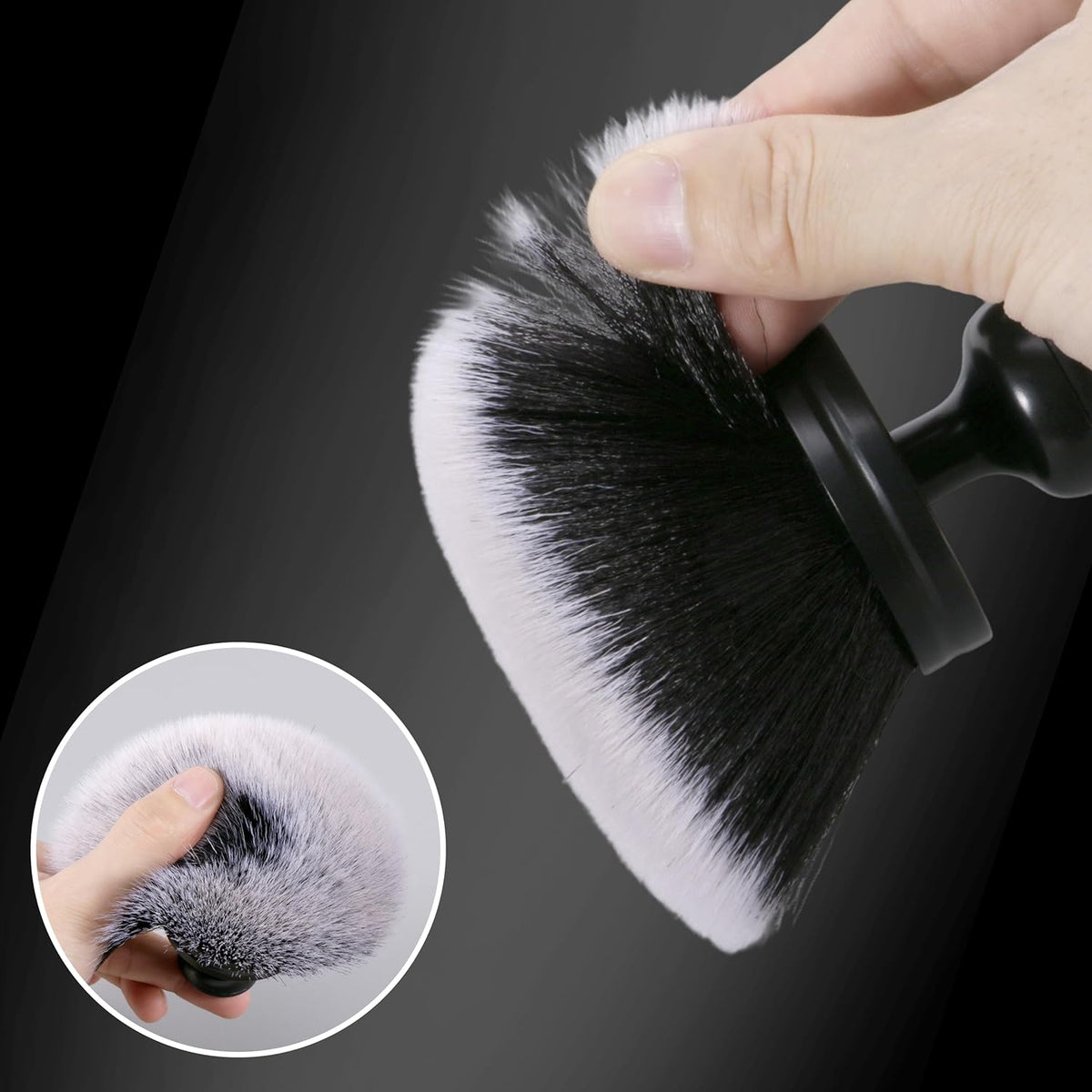 Car Tire Shine Applicator,Vegan Tire Shine Applicator with Curved Brush Head - Large Automotive Tire Dressing Applicator Brush with Storage Stand for Tire Detailing, 3.6 Inch Length (Black)