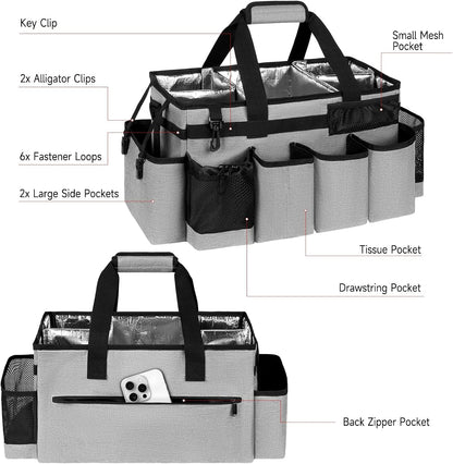 Cleaning Caddy Bag, Cleaning Supplies Organizer for Housekeepers, Housekeeping Caddy with Handle and Detachable Padded Cushion, Black
