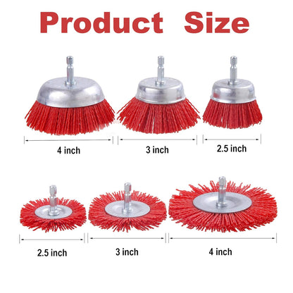 Rocaris 9 Pack Nylon Filament Abrasive Wire Brush Wheel & Cup Brush Set with 1/4 Inch Hex Shank, for Removal of Rust/Corrosion/Paint - 80 Grit, 120 Grit, 240 Grit
