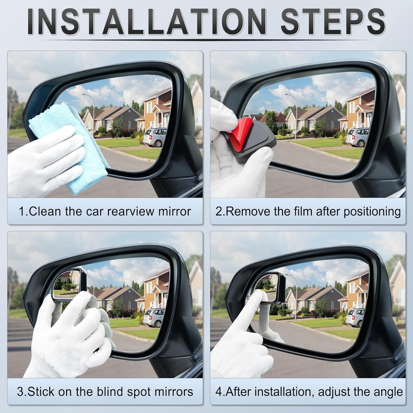 LivTee 2PCS Round Blind Spot Mirror, HD Glass and ABS Housing Convex Wide Angle Rearview Mirror with Adjustable Stick for Universal Car, Black